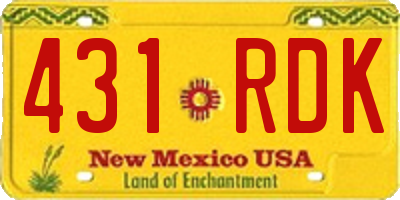 NM license plate 431RDK