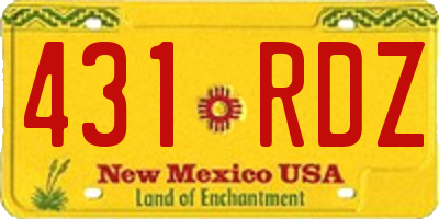 NM license plate 431RDZ