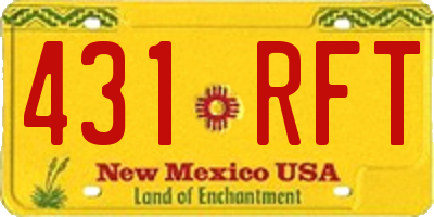 NM license plate 431RFT