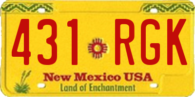 NM license plate 431RGK