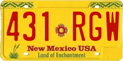 NM license plate 431RGW
