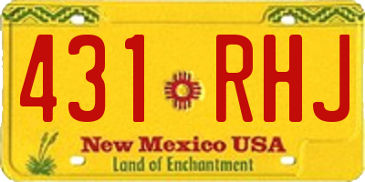 NM license plate 431RHJ