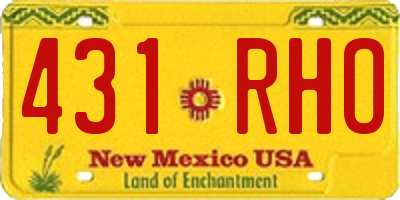 NM license plate 431RHO