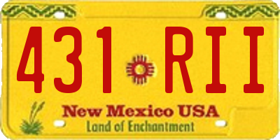 NM license plate 431RII