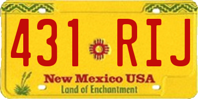 NM license plate 431RIJ