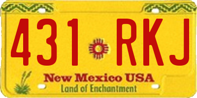 NM license plate 431RKJ