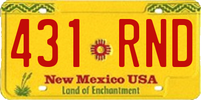 NM license plate 431RND