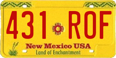 NM license plate 431ROF