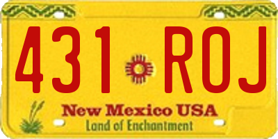 NM license plate 431ROJ