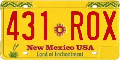 NM license plate 431ROX