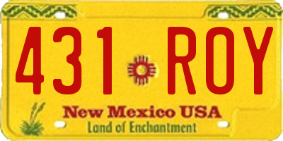 NM license plate 431ROY