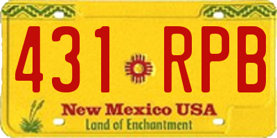 NM license plate 431RPB
