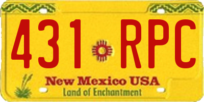 NM license plate 431RPC
