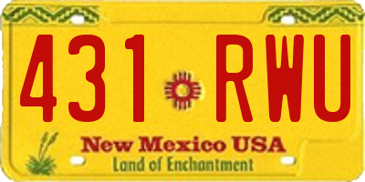 NM license plate 431RWU