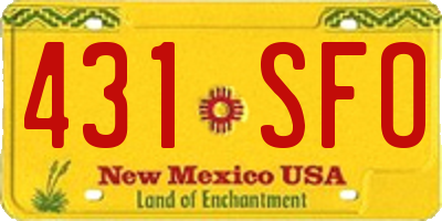 NM license plate 431SFO