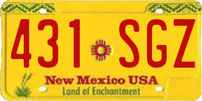 NM license plate 431SGZ