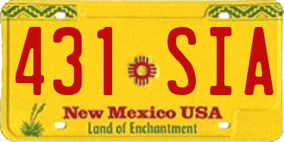 NM license plate 431SIA