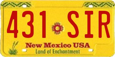 NM license plate 431SIR