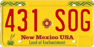 NM license plate 431SOG