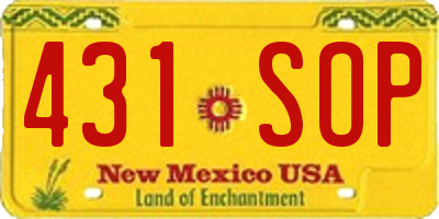 NM license plate 431SOP