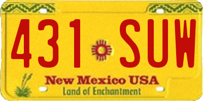 NM license plate 431SUW