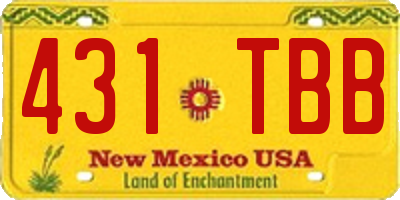NM license plate 431TBB