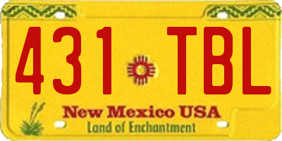 NM license plate 431TBL