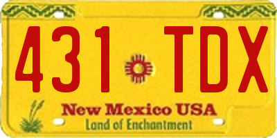 NM license plate 431TDX