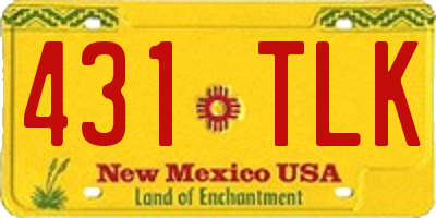 NM license plate 431TLK