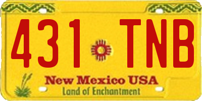 NM license plate 431TNB