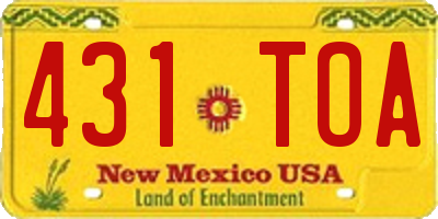 NM license plate 431TOA