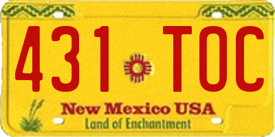 NM license plate 431TOC