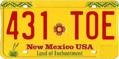 NM license plate 431TOE