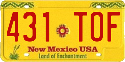 NM license plate 431TOF