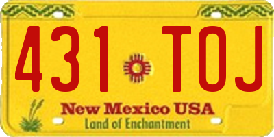 NM license plate 431TOJ