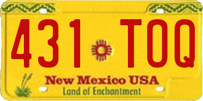 NM license plate 431TOQ