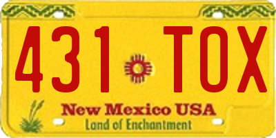 NM license plate 431TOX