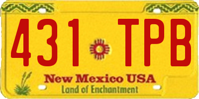 NM license plate 431TPB
