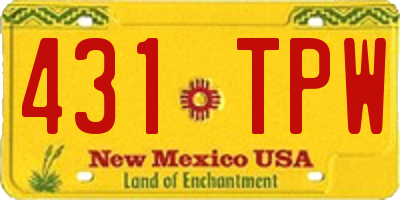 NM license plate 431TPW