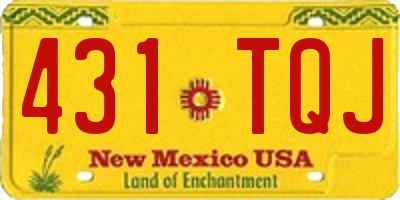 NM license plate 431TQJ