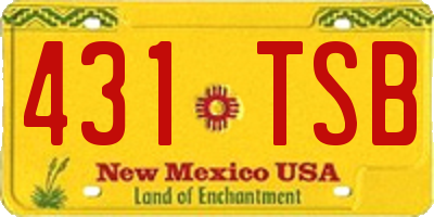 NM license plate 431TSB