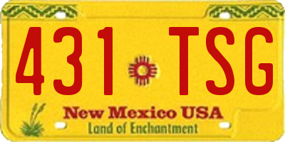 NM license plate 431TSG