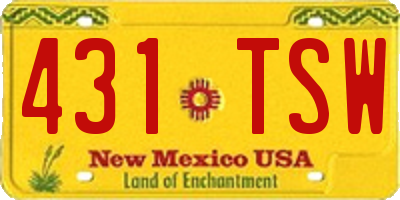 NM license plate 431TSW