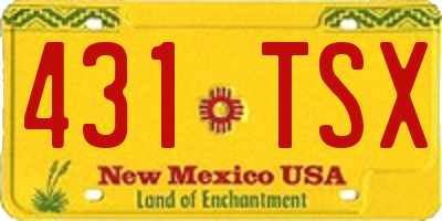 NM license plate 431TSX