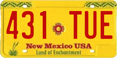 NM license plate 431TUE