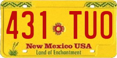 NM license plate 431TUO