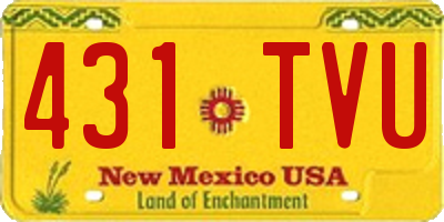 NM license plate 431TVU
