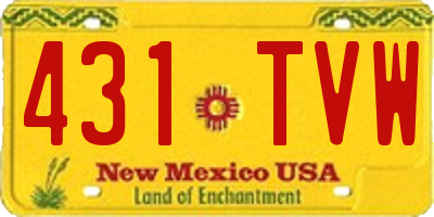 NM license plate 431TVW