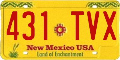 NM license plate 431TVX