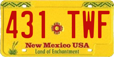 NM license plate 431TWF